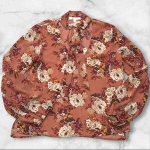 WAYF Woman's Floral Long Sleeve Blouse Top Shirt Size Xtra Small (XS) D21